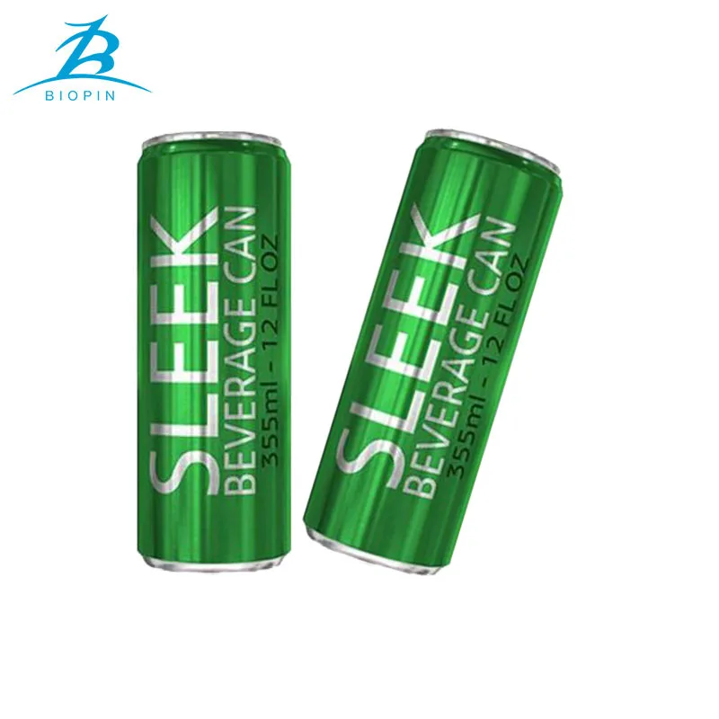 Empty printed 12oz metal aluminum can 355ml sleek cans with 202#SOT lid for soda energy drink beverage beer packaging