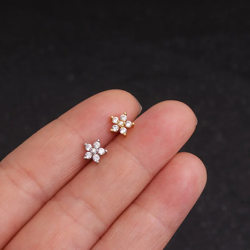 Stocks Selling Fast Delivery Safety crewback piercing earrings gold stainless steel Earrings In Gold and Silver Zircon Earrings