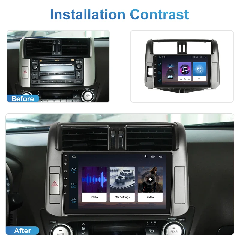 9inch Android13 Car Multimedia GPS Navigation Radio Player For Toyota Prado DVD Player With Wireless Carplay Auto Video Out