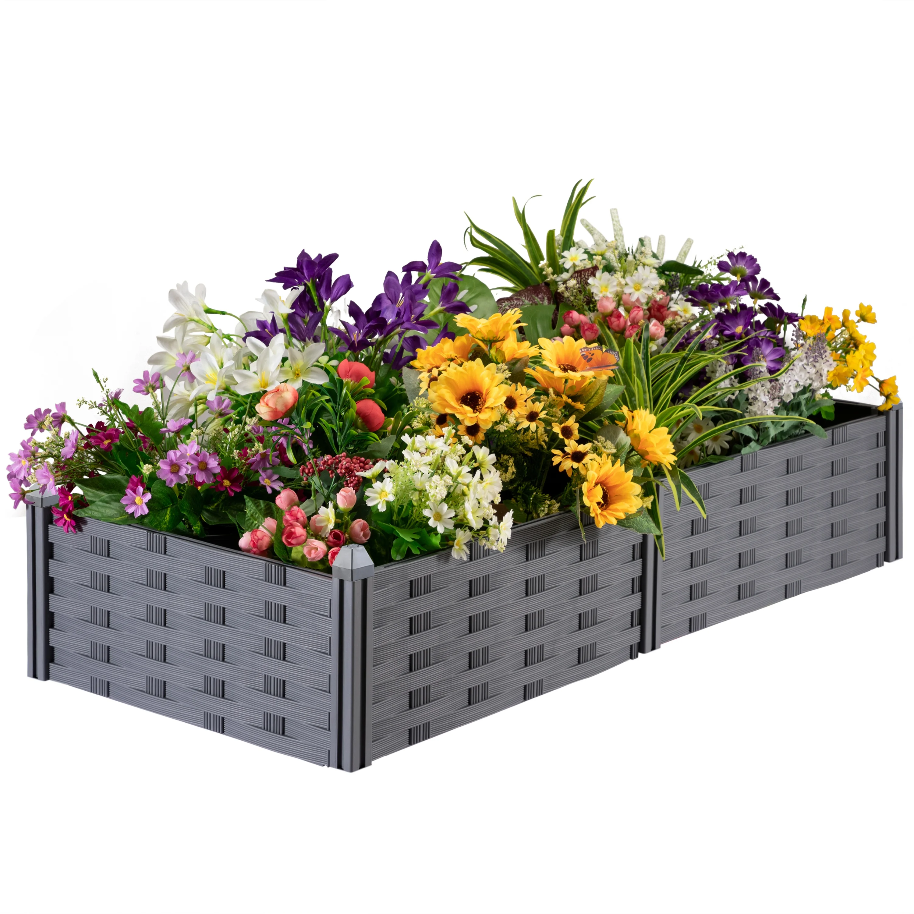 6 pack garden planter fence rectangular planter raised garden bed for vegetable and flower planting