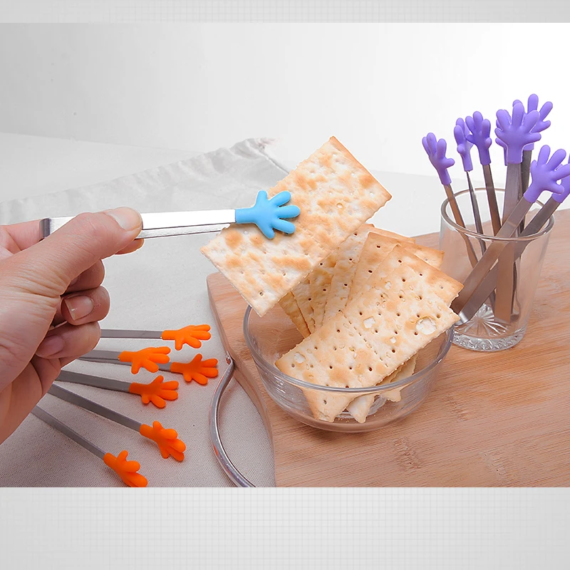 Serving Tongs,Lovely Palm Shaped Silicone Mini Food Serving Tongs