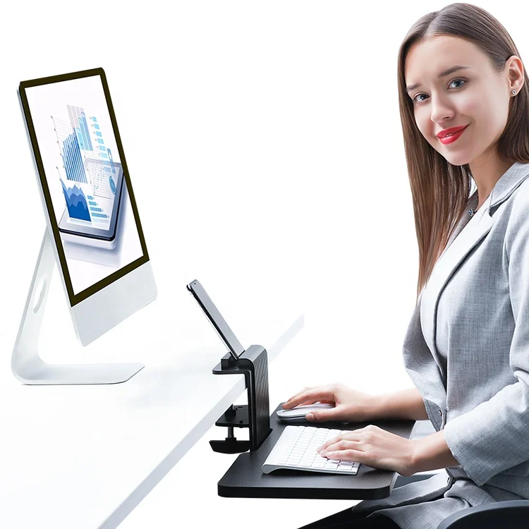 
Wholesale High Quality Under Table Desk Platform Clamp on Keyboard Tray for Full Size Keyboard and Mouse NYKB-01 