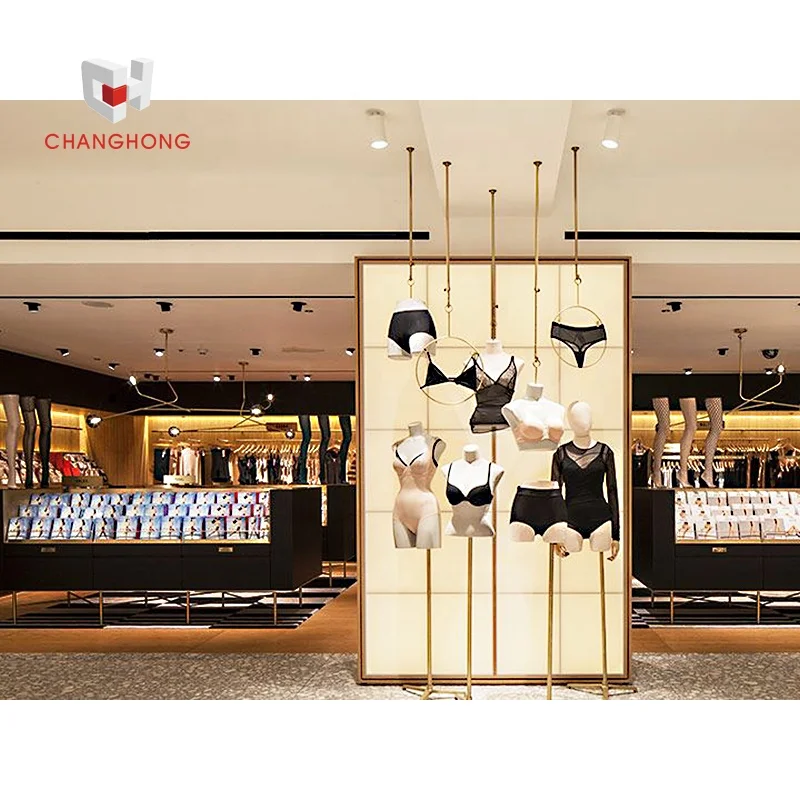 Wall mounted men and ladies underwear display shelf stand lingerie store interior design for underwear and bra display rack
