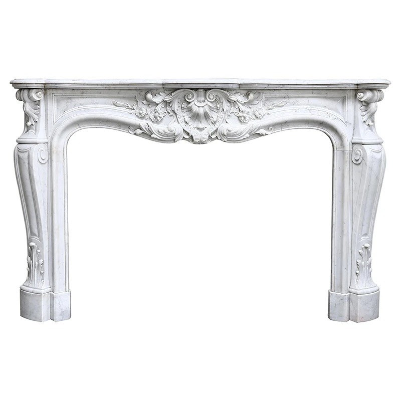 Custom Made Wholesale Stone Carved White Marble Fireplace Mantel Surround With Lion Chateau Home Decoration Designs For Sale