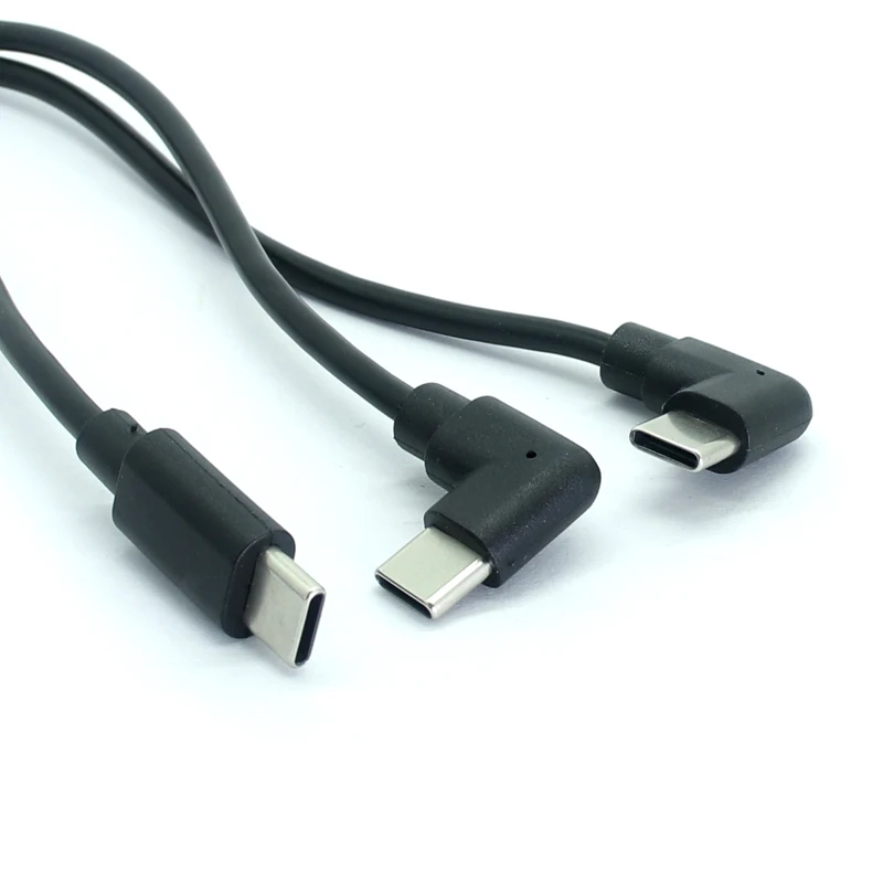Custom Made Type C Male to Dual Right Angle L Shape Connector Type C Male *2 Splitter Y Shape Cable 2 in 1