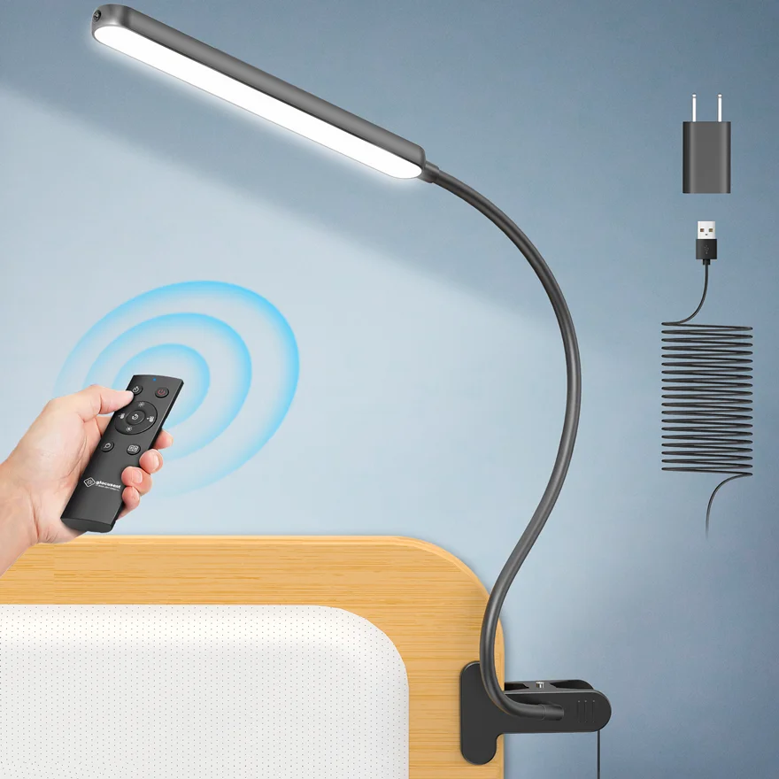 Glocusent 2023 New Design ODM/OEM Remote/Touch Control Read Light Bedside 38 LEDS Color Adjustable Book Light for desk