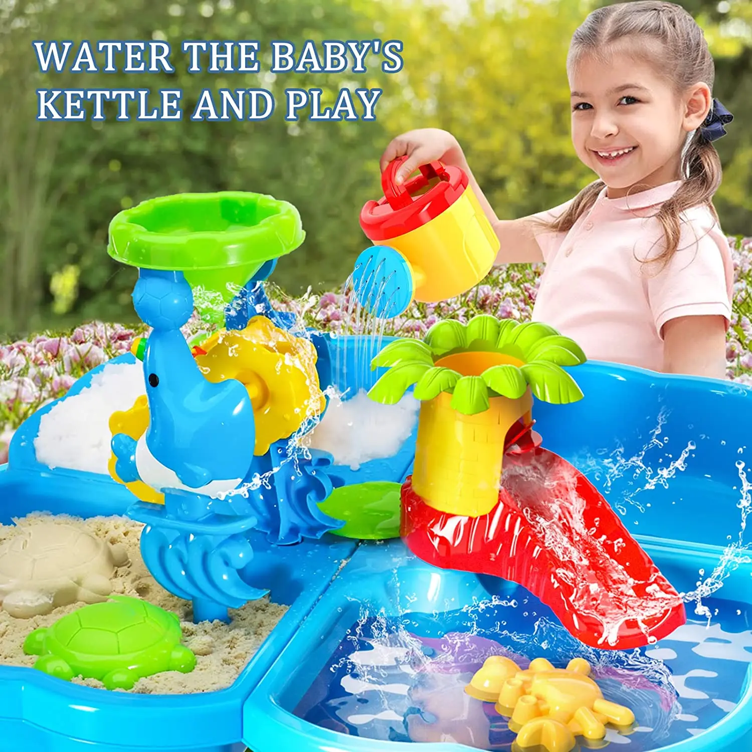 4 in 1 Sand and Water Play Table Beach Toy for Kids Play Table Sand Water Toy for Outdoor Kids Sand Water Table Toys