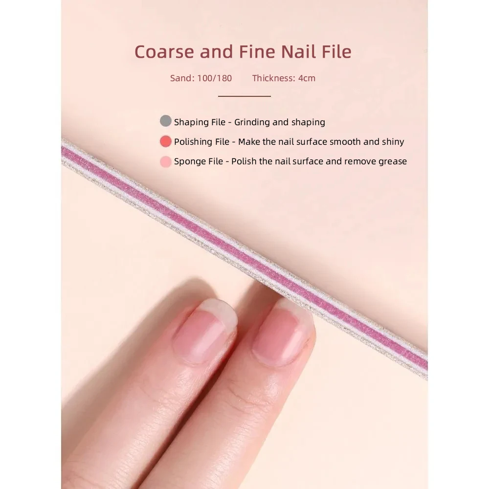 Professional 5 Pcs/set Emery Board 100 180 Grit Zebra Double Side Nail File