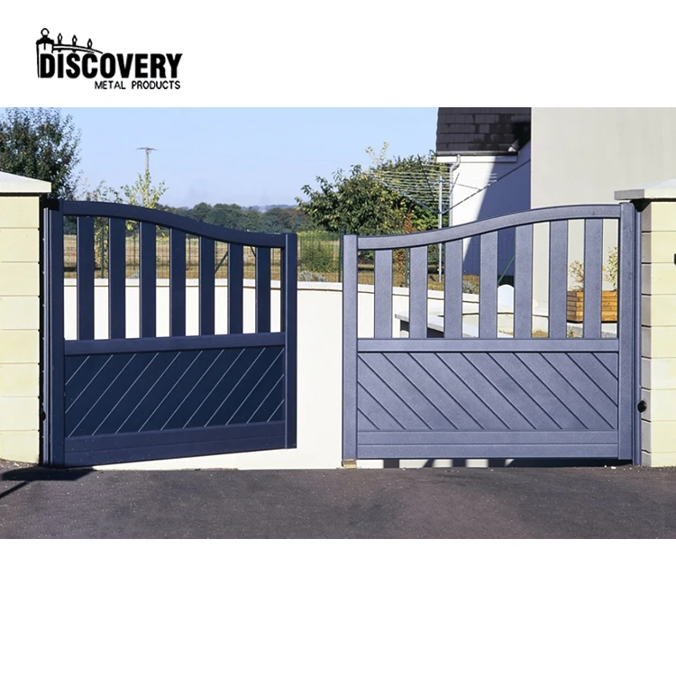 Ornamental metal main gate remote control driveway gates for modern houses cheap price aluminum double swing gate