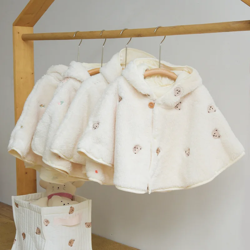Winter New Baby Clothes Newborn Cloak Cute Embroidery Cape Towel Infant Coat Waft Warm Toddler Outwear Clothing Bath Cape