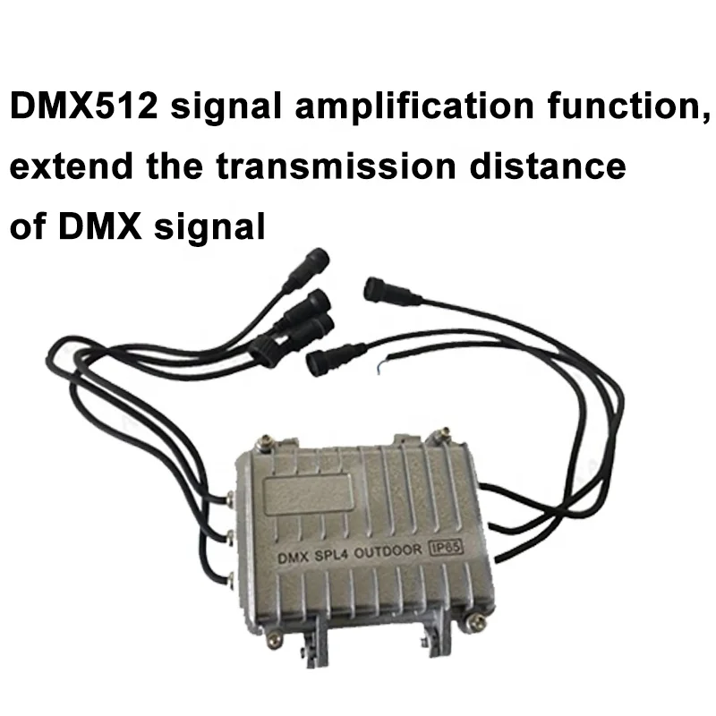 4 Ways DMX Splitter Distributor Outdoor Waterproof Stage Light DMX Signal Amplifier