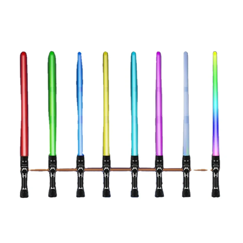 Hot Sale Light Up Plastic Sword LED lightsaber Extendable 2 in 1 Space Laser Sword Light Sabre toys for kids