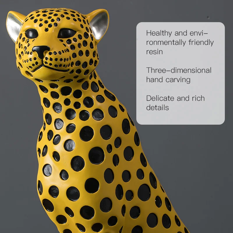 Home office resin craft sculpture decoration fiberglass animal leopard statue for sale