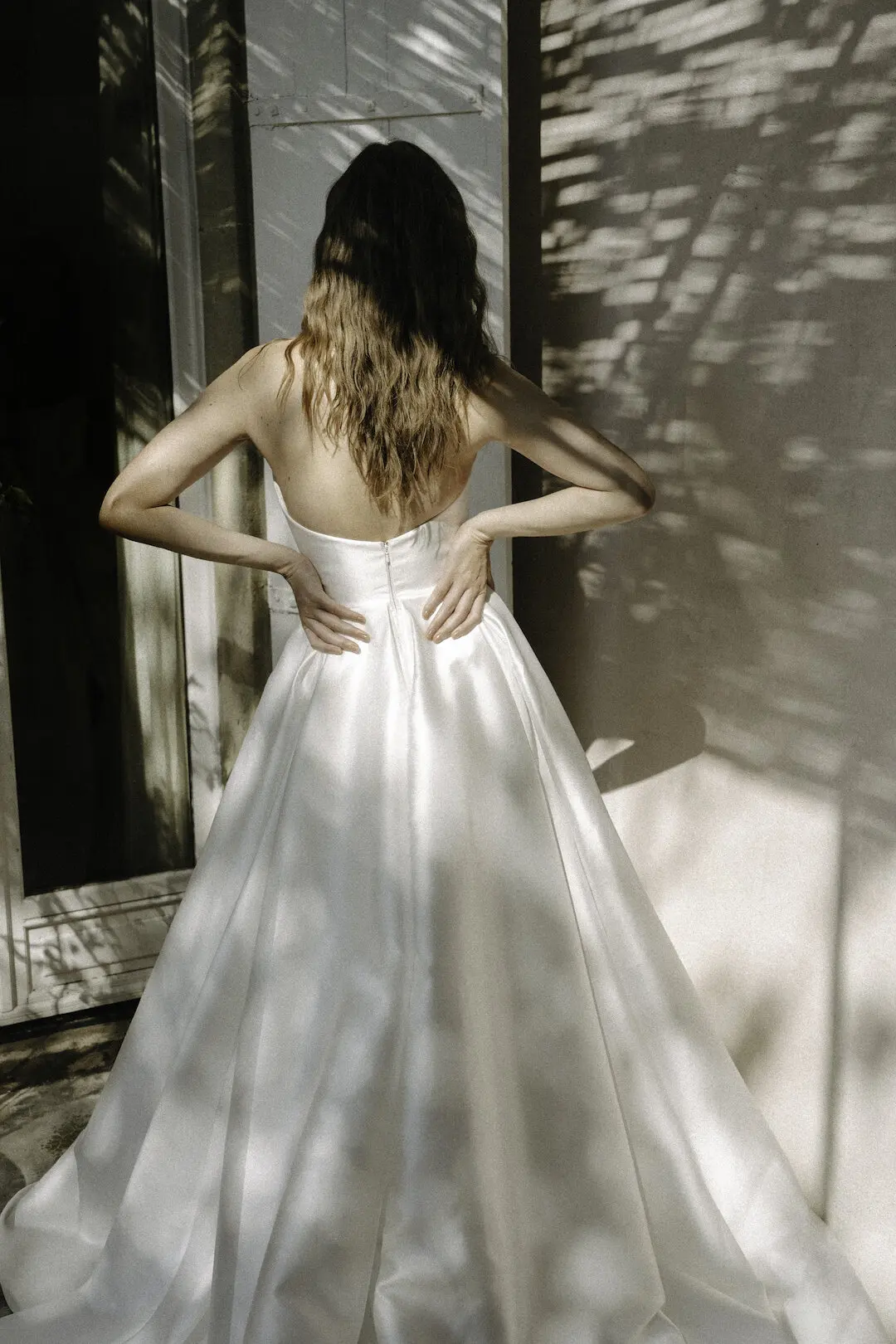 Dreamy princess ball gown high side split strapless corset backless Mikado wedding dress bridal gown