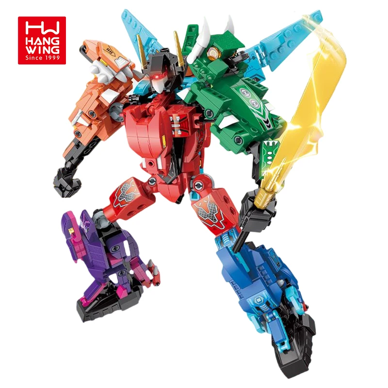 Hot 6 in 1 Dinosaur God of War Model  Mecha Armor Robot Small Brick Building Blocks Assembly