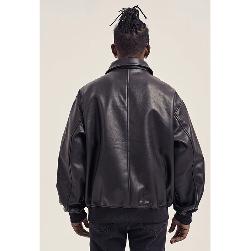 New customized men zipper down faux leather jackets high quality fashion men coats outerwear