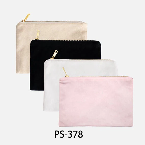 Canvas Cosmetics Bag White Cotton with Zipper  Canvas Bag