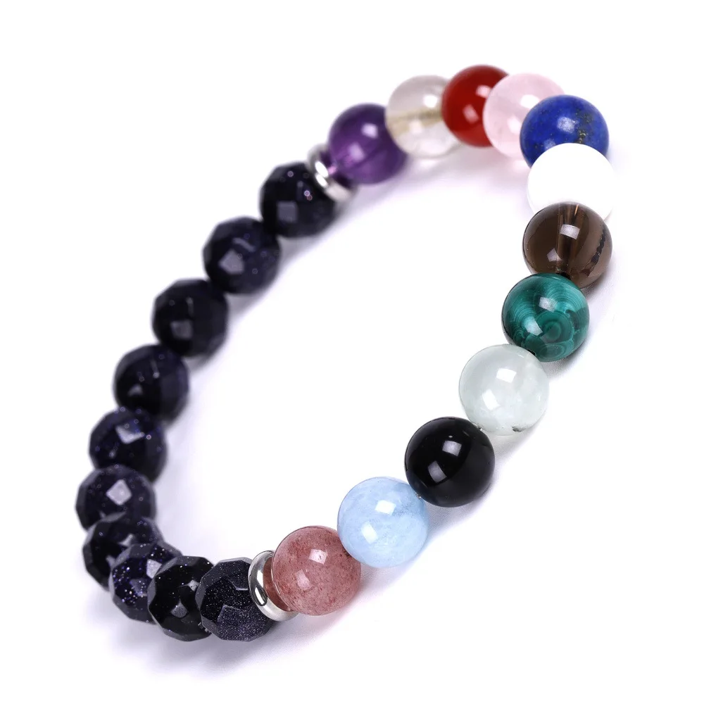 Natural Blue Sandstone Beaded Bracelets 12 Zodiac Signs Couple Bracelet Men Elastic Bracelets For Women Jewelry