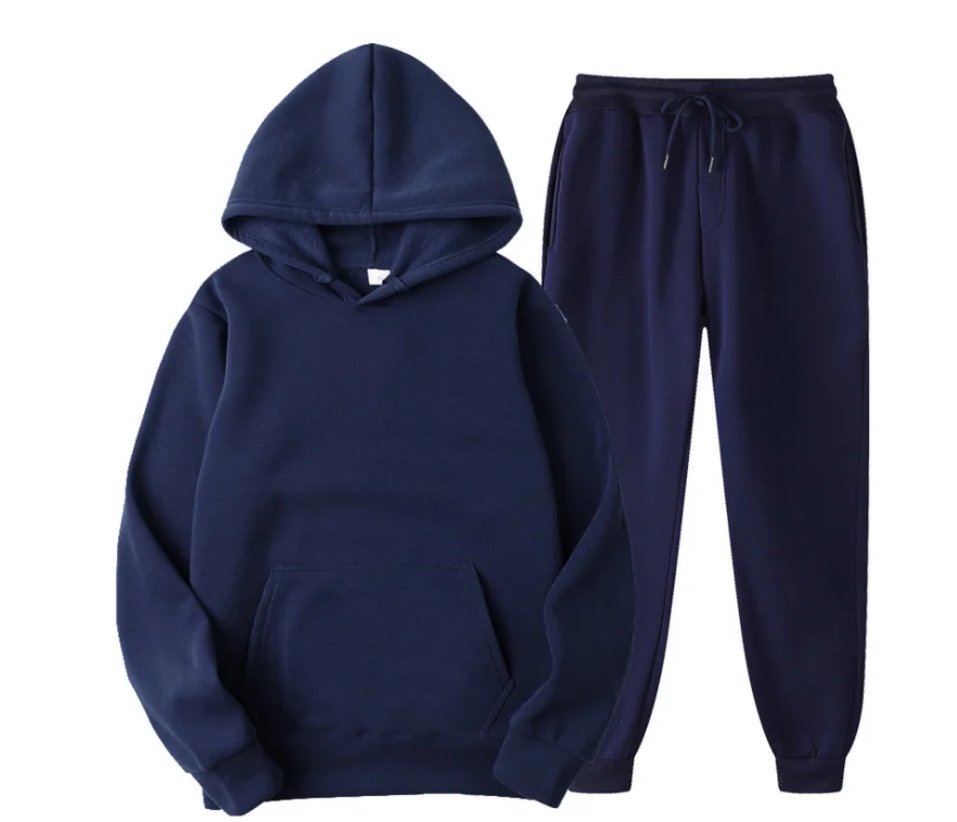 Оптовая продажа с фабрики, повседневный однотонный спортивный костюм для бега с логотипом под заказ, комплект из 2 предметов, женские спортивные штаны и толстовка, комплект