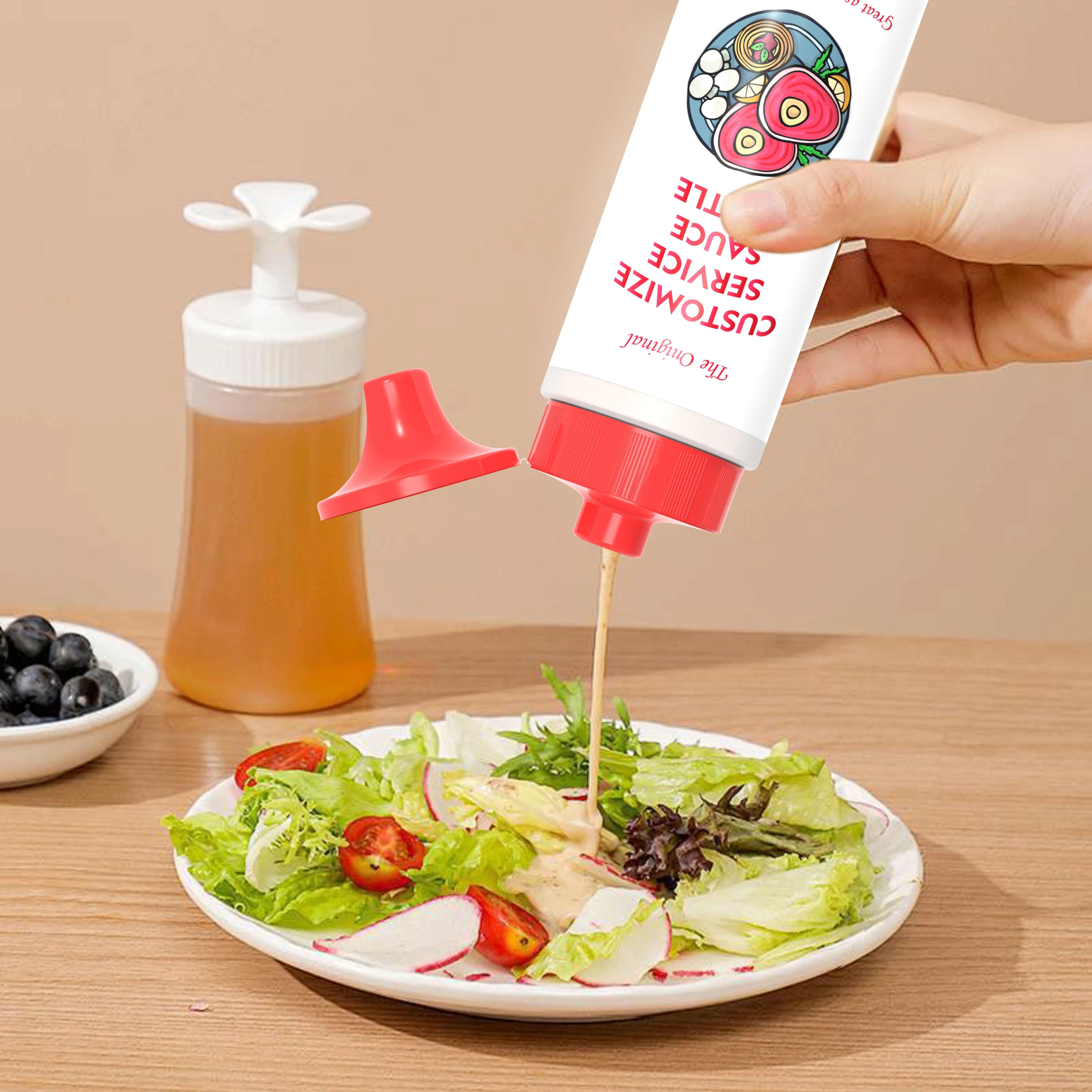 8OZ 12oz LDPE soft squeeze plastic food grade tomato sauce ketchup dispenser bottle on sale Mayonnaise honey Syrup Paste bottle