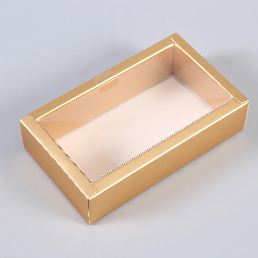 IMEE Clear Insert Lid White  Gold Gift Paper Box Small Gift Food Packaging Box In Stock Factory Customized Size Color Square