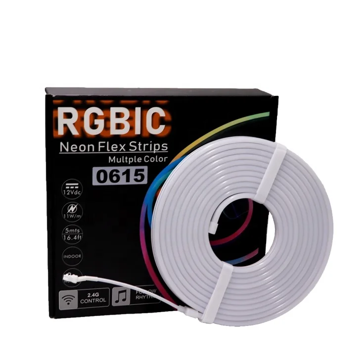 0615 Rgbic пиксель неоновая силиконовая Мягкая лента гибкая 24 В 12 Rgb веревка Гибкая светодиодная лампа