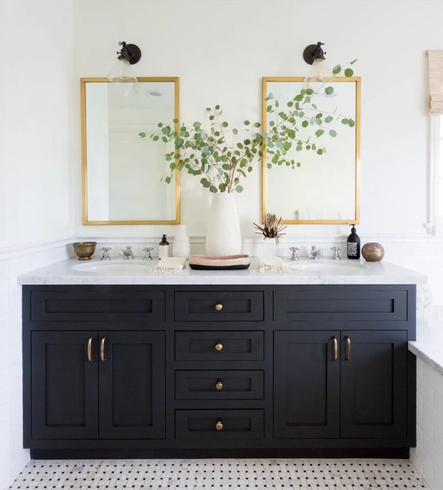 
Free delivery High end black double shaker vanity with mirror 