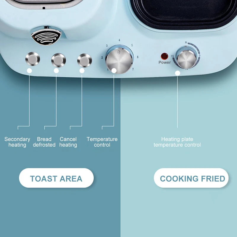 Non-Stick Thermal Adjustable Electric Multi Function 3 in 1 Breakfast Maker Station Smart Breakfast Maker