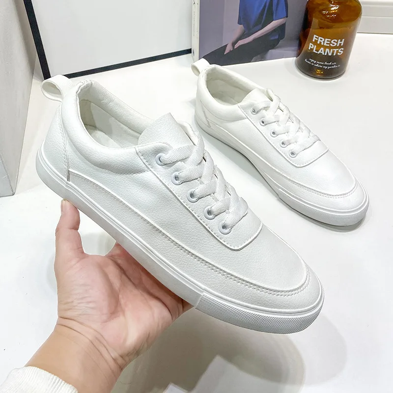 White shoes male autumn breathable youth pure white student sports and leisure board shoes