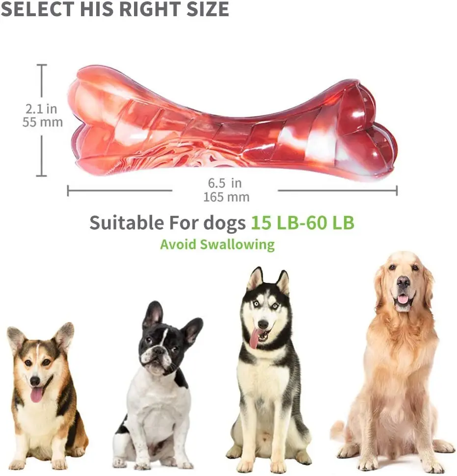 Dog Toys for Aggressive Chewers, Indestructible Durable Dog Chew Toys, Non-Toxic Food Grade Nylon Dog Bone Toy Reduces Boredom