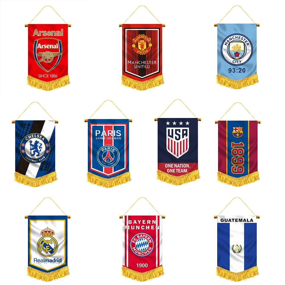 Double-sided Satin Tassel Sports Games Decorative Outdoor Football Fans Club Exchange Flag