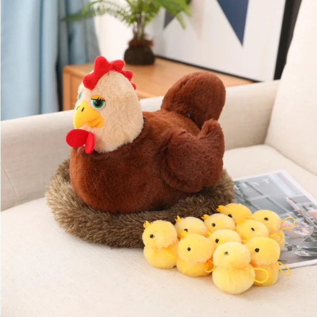Wholesale plush Simulated Rooster Doll cute stuffed hen toy that can lay eggs Plush Playhouse Hatching Chicken gift for kids