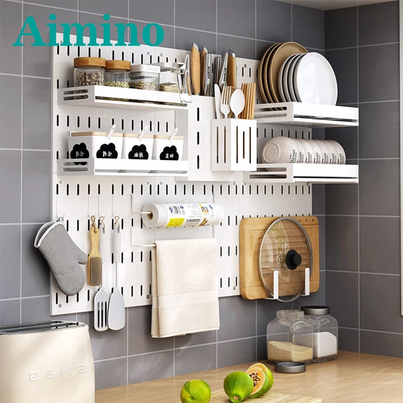 Бытовая кухонная полка AIMINO без гвоздей, различные настенные полки для хранения посуды