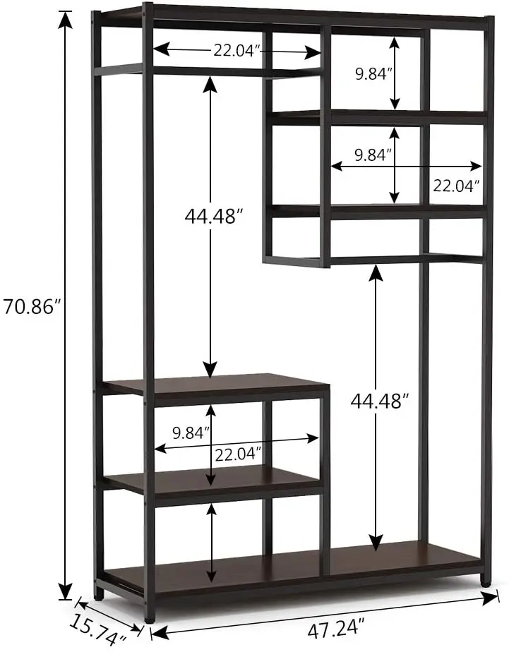 Free-standing Closet Organizer Clothing Shops Display Stands Clothes Garment Racks