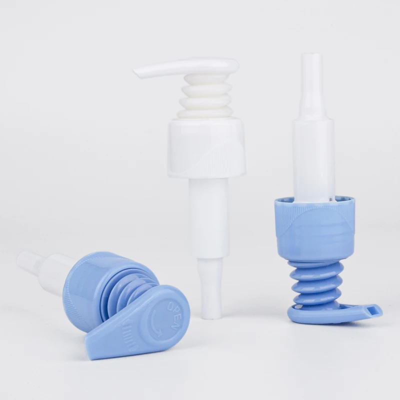 Full plastic left right lock 24/410 28/410 half ribbed smooth lotion pump for shampoo