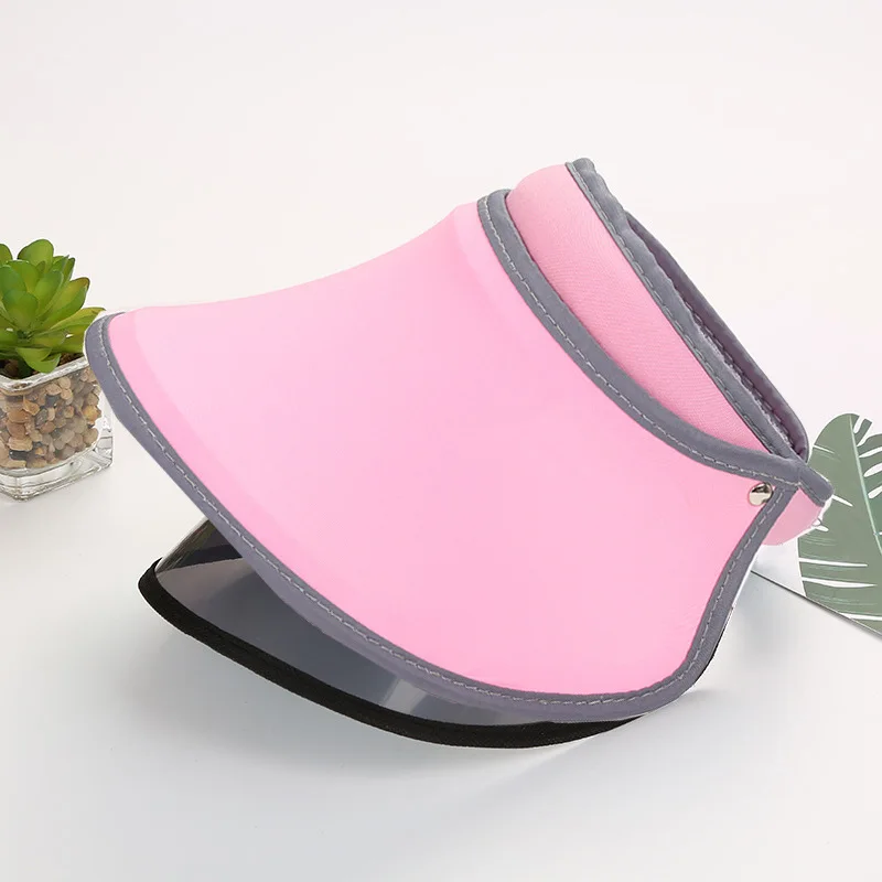 Custom Logo Sun Visor Caps Summer Candy Plastic Hats Multicolor Empty Top Hat