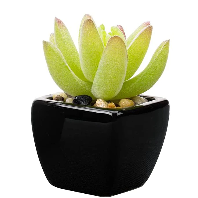 wholesale faux artificial mini small succulent plants green bonsai with pots for official room decoration