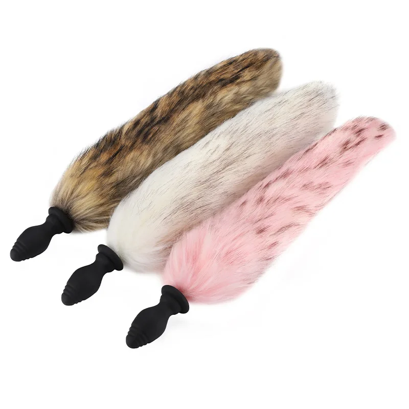 Hairy silicone vibrating fox anal plug can replace anal plug tail sex toys rear court masturbation lesbian sex toys role playing
