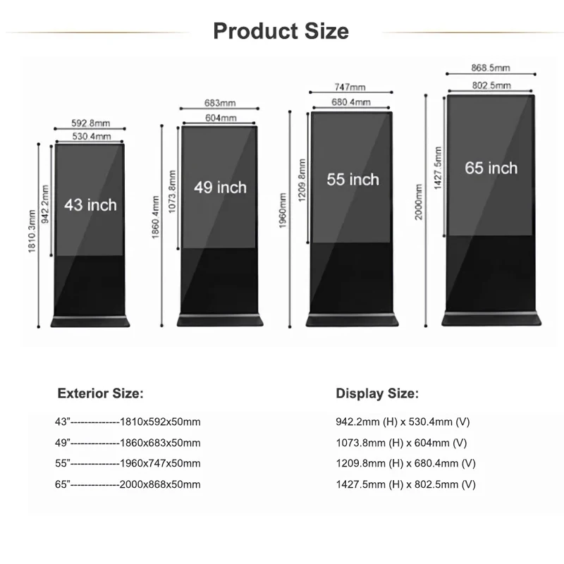 Digital Floor Standing Signage And Display Indoor Advertising Playing Equipment Lcd Screen Totem Kiosks