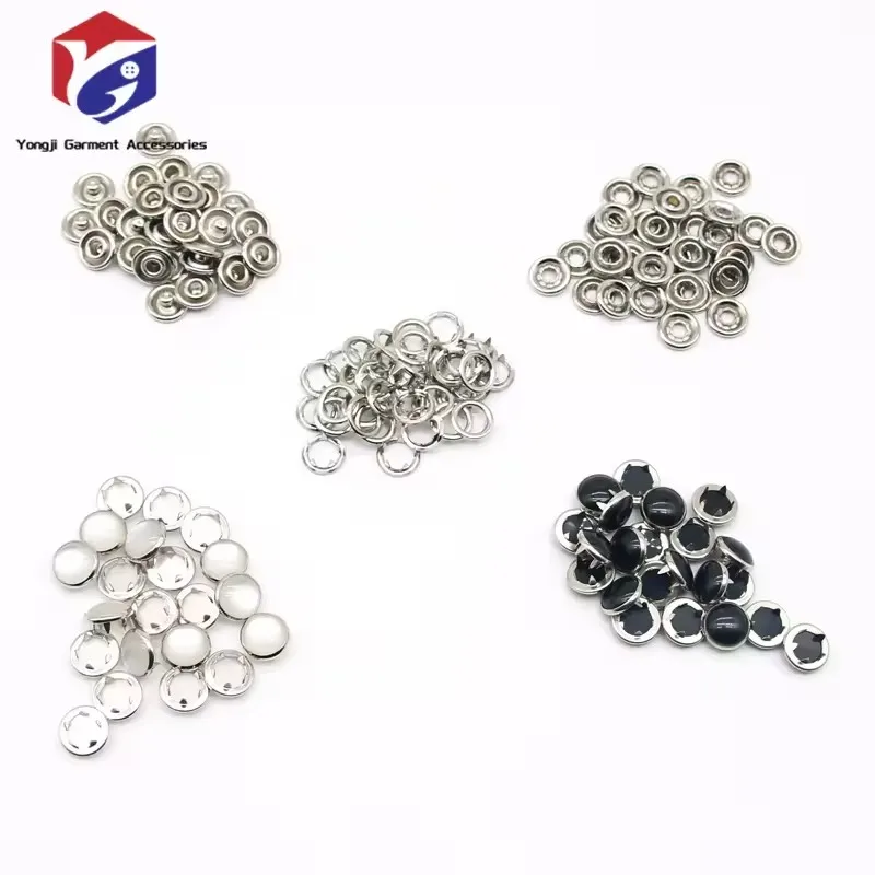 Yongji Hot Sales  Ring Prong Ring Snaps for Western Shirts Clothes Factory Pearl Snaps Fasteners Kit 10mm Clothes