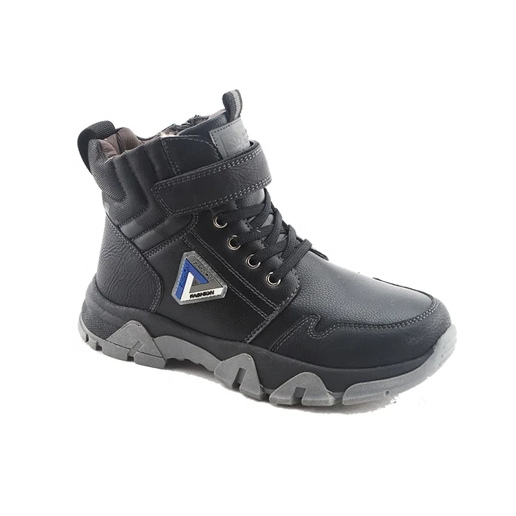 Зимние Утепленные зимние ботинки для больших детей; Хлопковая теплая обувь; Спортивная обувь с высоким берцем для мальчиков