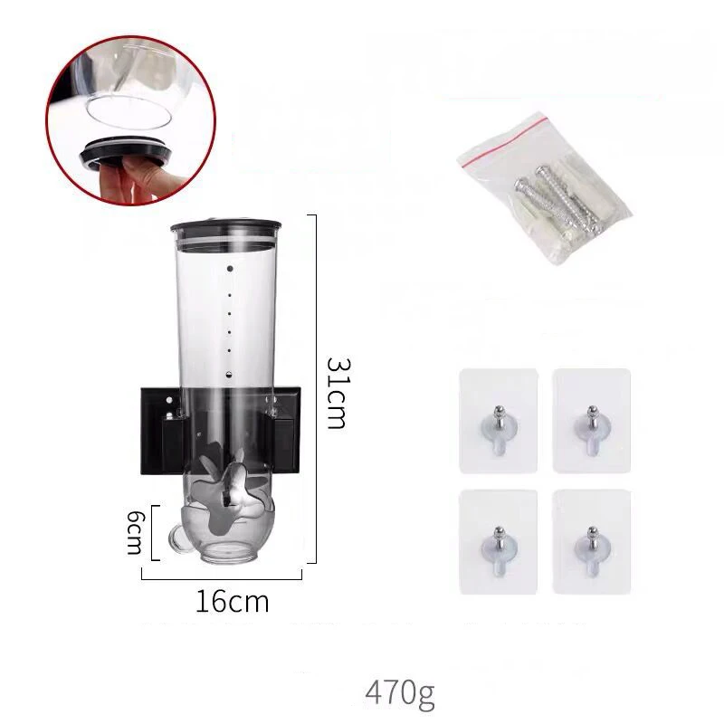 Kitchen Grain Storage Container Wall Mounted Rice Cereal Dry Food Dispenser