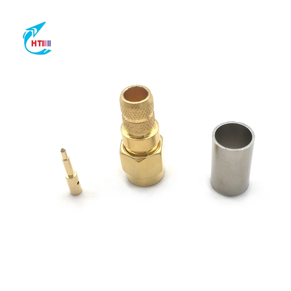 SMA Male Connector Crimp Solder Attachment for LMR240 or RG8X Coax Cable