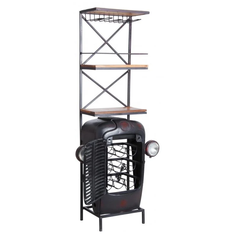 Modern Industrial Vintage Wine Display Shelves Tractor Style Counter Bar Furniture Set Home Restaurant Bar Made of Iron