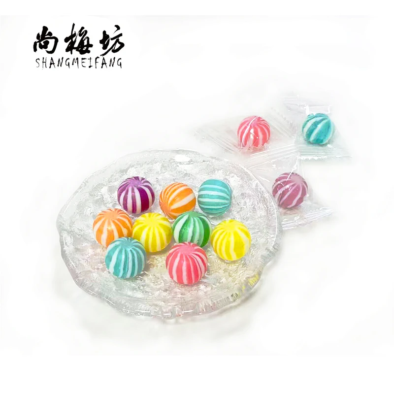 Fruit hard candy watermelon stripes candy bulk wholesale ball shape candy Sweet balls Individually wrapped