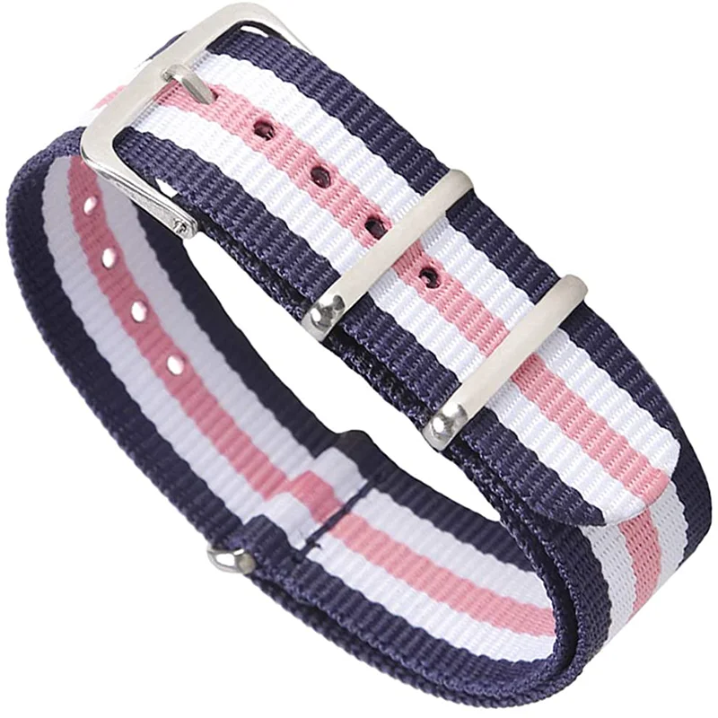 Customized models watch band three rings pin buckle comfortable bracelet pure nylon watch strap