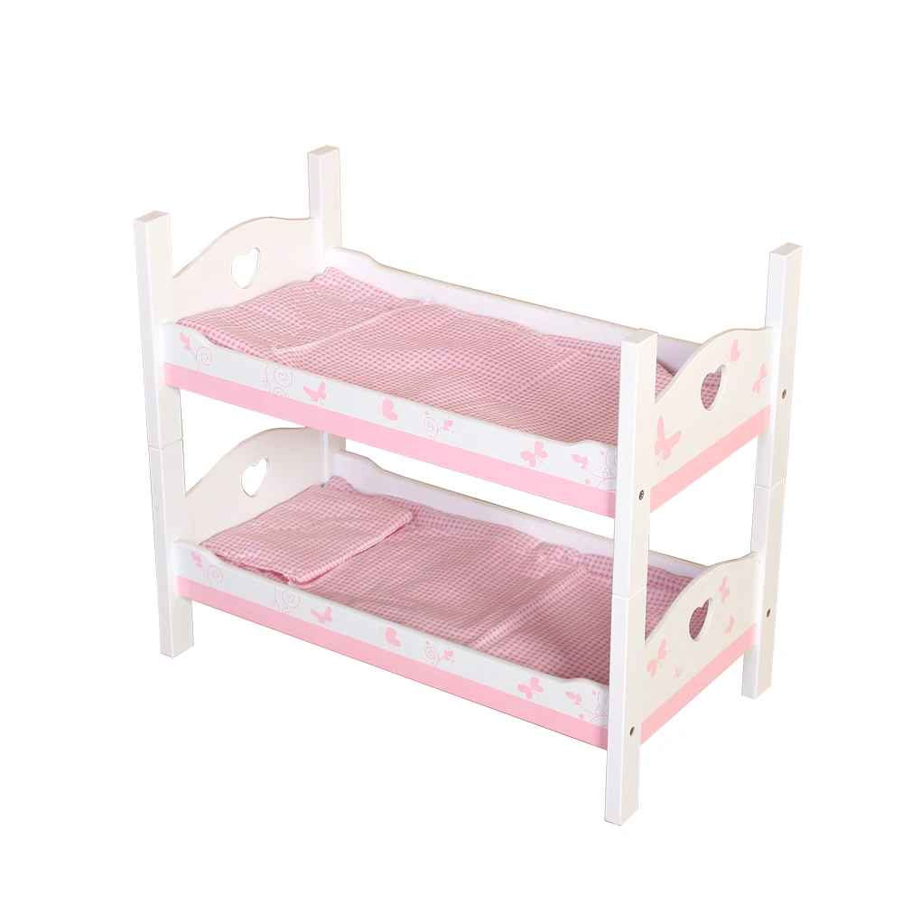 Other toy role play interactive pretend play doll bunk bed with beddings ez assembly doll crib baby doll crib with high quality