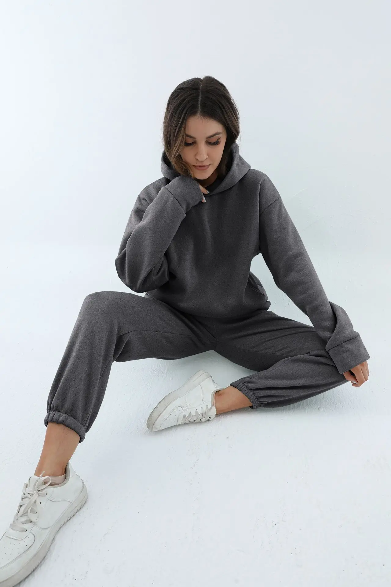 DAMOCHIC Winter Women Hoodies and Sweat Pants Fashion Thick Jogger Set Long Sleeve Fall Warm Two Piece Sweatpants and Hoodie Set
