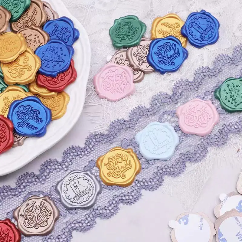 Gift Invite Wax Seal Label Packages Party Wedding Invitations Self Adhesive Sealing Wax Sticker