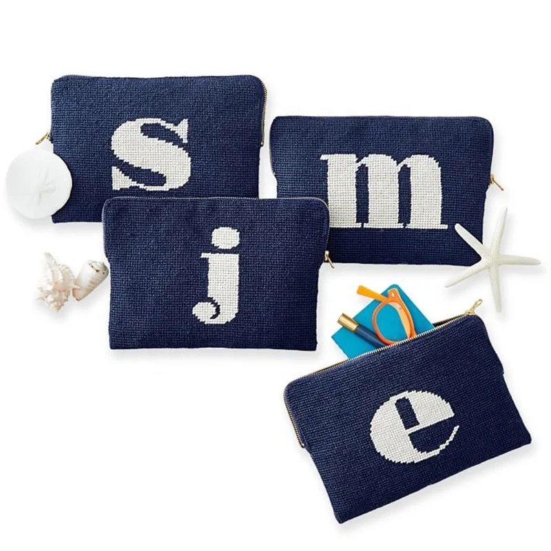 Personalized Initial Needlepoint Clutch Wallet Custom
